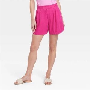 NWT A New Day Women's High-Rise Tailored Linen Shorts pink size 6